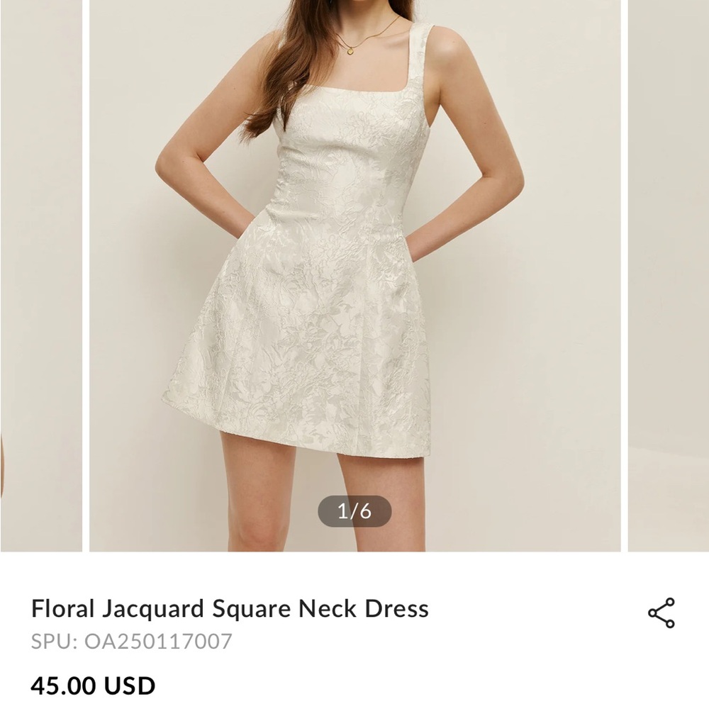 Commense Floral Jacquard Square Neck Dress